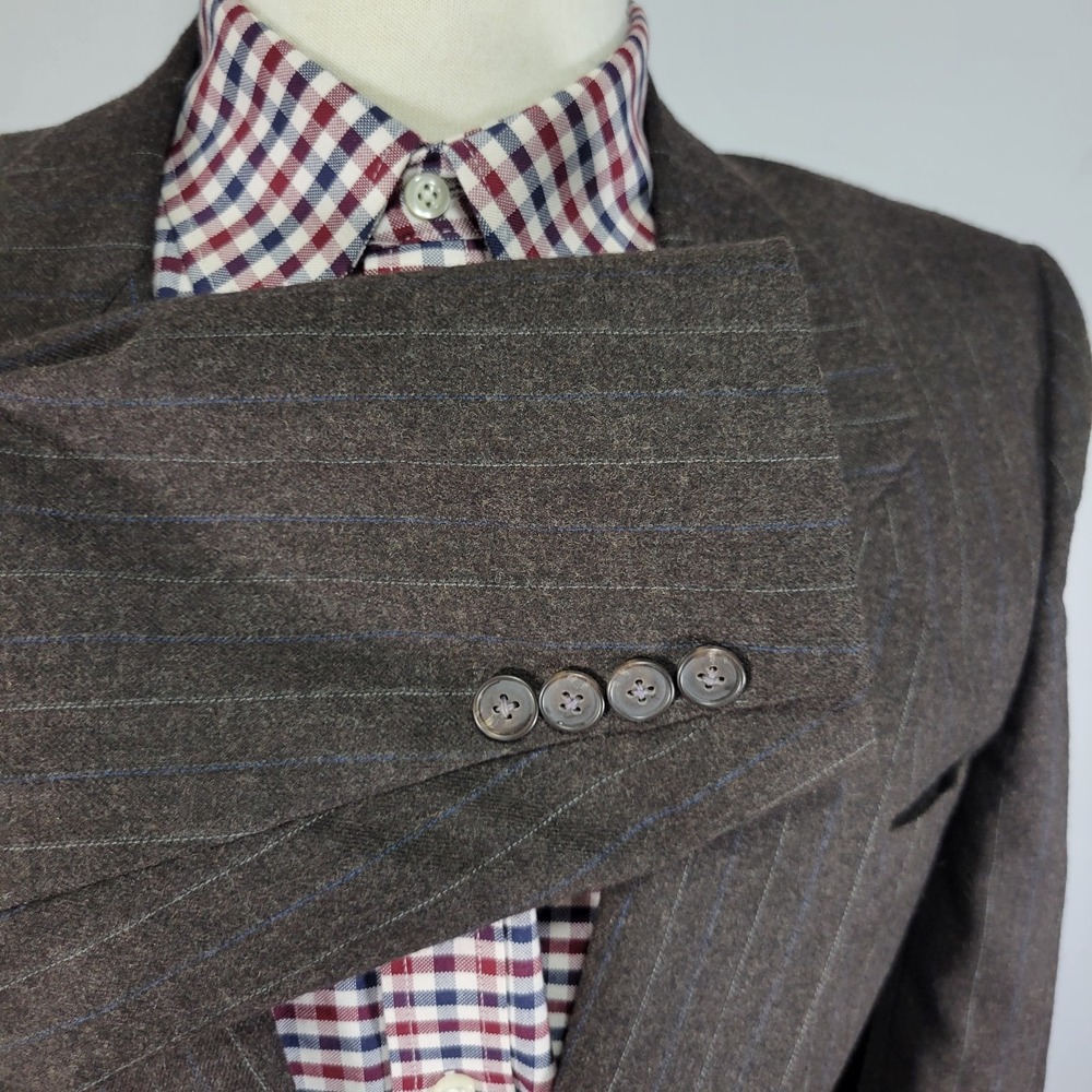VTG Nino Cerruti Men's Sport Coat Blazer Two Button Flannel Brown Striped 40R - Picture 10 of 12